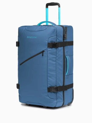 Duża walizka miękka na dwóch kółkach niebieska Puccini