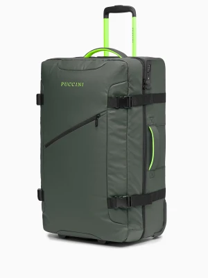 Duża walizka miękka na dwóch kółkach zielona Puccini