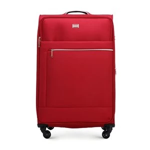 Duża walizka miękka z błyszczącym suwakiem z przodu czerwona Wittchen
