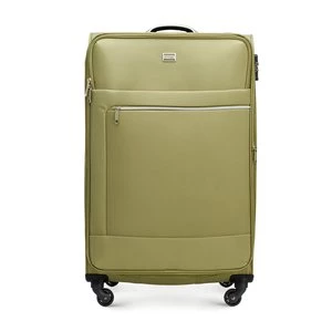 Duża walizka miękka z błyszczącym suwakiem z przodu zielona Wittchen