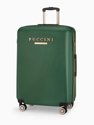 Duża walizka z ABS-u na kółkach butelkowa zieleń Puccini