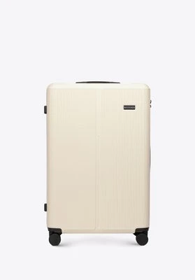 Duża walizka z ABS-u w drobne paski kremowa Wittchen