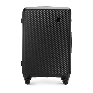 Duża walizka z ABS-u w ukośne paski czarna Wittchen