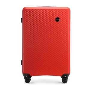 Duża walizka z ABS-u w ukośne paski czerwona Wittchen