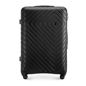 Duża walizka z ABS-u z geometrycznym tłoczeniem czarna Wittchen