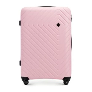 Duża walizka z ABS-u z geometrycznym tłoczeniem jasny różowa Wittchen
