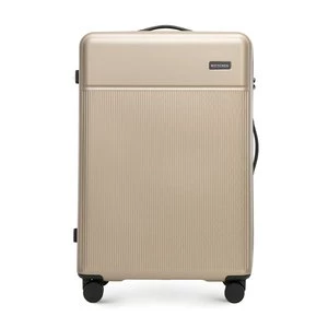 Duża walizka z ABS-u z pionowymi paskami beżowa Wittchen