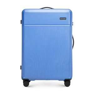 Duża walizka z ABS-u z pionowymi paskami niebieska Wittchen
