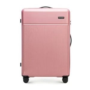 Duża walizka z ABS-u z pionowymi paskami różowa Wittchen