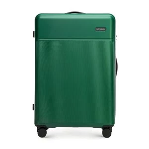 Duża walizka z ABS-u z pionowymi paskami zielona Wittchen