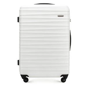 Duża walizka z ABS-u z żebrowaniem biała Wittchen