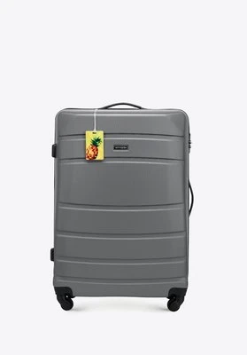 Duża walizka z ABS - u żłobiona z identyfikatorem szara Wittchen