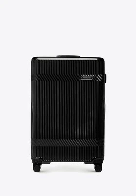 Duża walizka z polikarbonu o błyszczącym wykończeniu czarna Wittchen