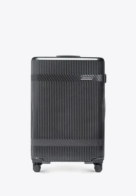 Duża walizka z polikarbonu o błyszczącym wykończeniu grafitowa Wittchen