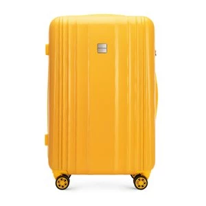 Duża walizka z polikarbonu tłoczona plaster miodu żółta Wittchen
