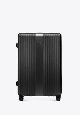 Duża walizka z polikarbonu w pionowe tłoczenia czarna Wittchen