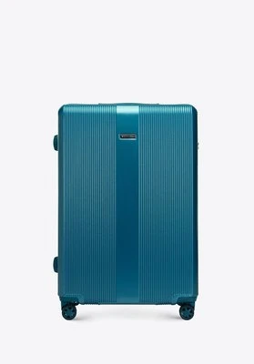 Duża walizka z polikarbonu w pionowe tłoczenia niebieska Wittchen