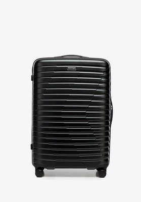 Duża walizka z polikarbonu w poziome żebrowanie czarna Wittchen