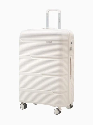 Duża walizka z polipropylenu biała Puccini