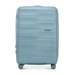 Duża walizka z polipropylenu w tłoczone paski niebieska Wittchen