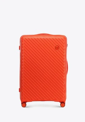 Duża walizka z polipropylenu w tłoczone paski pomarańczowa Wittchen