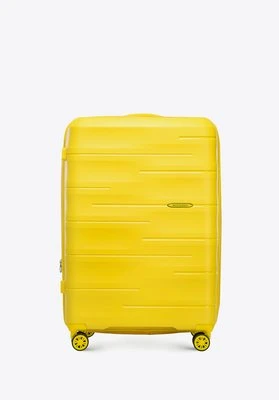 Duża walizka z polipropylenu w tłoczone paski żółta Wittchen