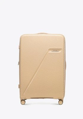 Duża walizka z polipropylenu w ukośne pasy beżowa Wittchen