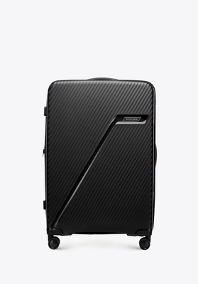 Duża walizka z polipropylenu w ukośne pasy czarno - srebrna Wittchen