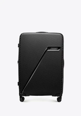 Duża walizka z polipropylenu w ukośne pasy czarno - srebrna Wittchen