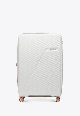 Duża walizka z polipropylenu w ukośne pasy kremowo - złota Wittchen