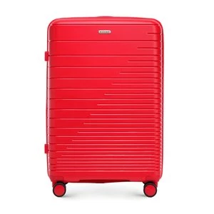 Duża walizka z polipropylenu z błyszczącymi paskami czerwona Wittchen