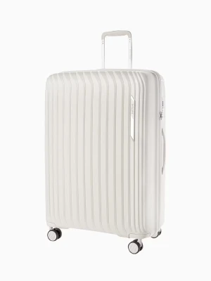 Duża walizka z polipropylenu ze żłobieniami biała Puccini
