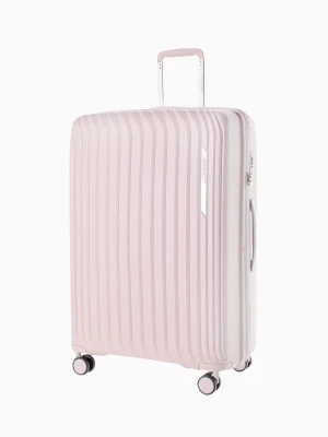 Duża walizka z polipropylenu ze żłobieniami różowa Puccini
