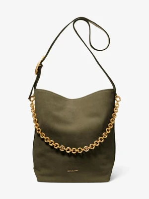Duża zamszowa torba tote Nolita Michael Kors LODEN (Zielony)