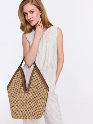 Duża zamszowa torba z plecionką TARANKO