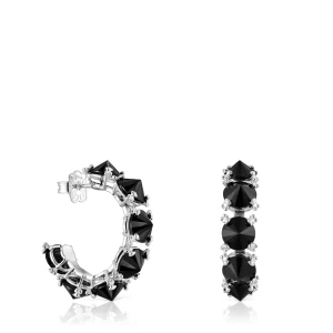 Duże Kolczyki Kreolki Colour Pills Ze Srebra Z Onyksem - Tous