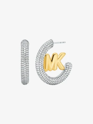 Duże kolczyki z kryształkami pavé z logo w dwóch kolorach Michael Kors