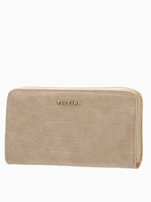 Zdjęcie produktu Duży beżowy portfel damski imitacja skóry krokodyla Puccini