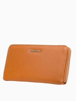 Duży brązowy portfel damski ze skóry ekologicznej Puccini