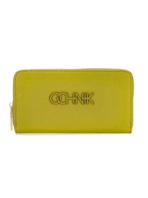 Duży limonkowy portfel damski z logo OCHNIK