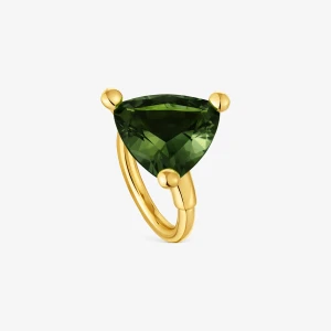 Duży Pierścionek Tous Color Lgg Ze Srebra Pokrytego Złotem 18-Karatowym I Z Laboratoryjnie Hodowanym Cytrynem I Zielonym Spinelem - Tous Rozmiar