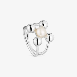 Duży Pierścionek Z Motywami Ze Srebra I Pereł Hodowlanych Sugar Party - Tous Rozmiar