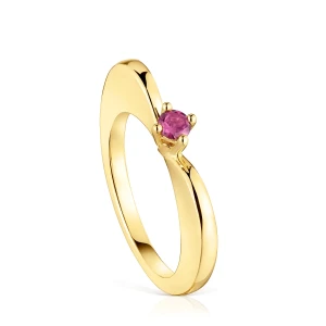 Duży Pierścionek Z Motywem Serca, Wykonany Ze Srebra Pokrytego 18-Karatowym Złotem, Z Rodolitem My Other Half - Tous