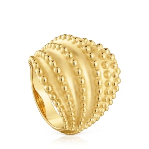 Duży Pierścionek Ze Srebra Pokrytego 18-Karatowym Złotem, Z Kolekcji Tous Grain. - Tous Rozmiar