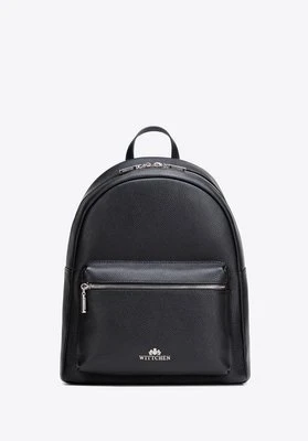 Duży plecak damski ze skóry naturalnej groszkowej czarno - srebrny Wittchen
