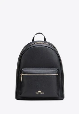 Duży plecak damski ze skóry naturalnej groszkowej czarno - złoty Wittchen