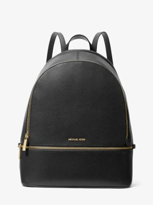 Duży plecak Rhea ze skóry groszkowej Michael Kors CZARNY (Czarny)