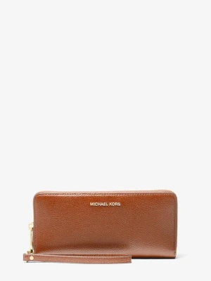 Duży podróżny portfel Jet Set ze skóry groszkowej Michael Kors BRĄZOWY (Brązowy)