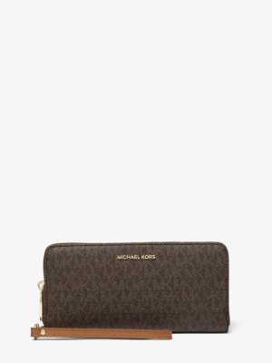 Duży podróżny portfel z logo Michael Kors BRĄZOWY (Brązowy)