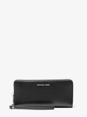 Duży podróżny portfel ze skóry groszkowej Michael Kors CZARNY (Czarny)